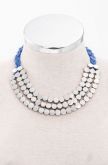 Maxi colar plaquinhas e couro azul